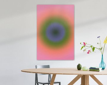 Retro jaren 70 neon kunst. Abstract verloop in blauw, groen, oranje en roze. van Dina Dankers