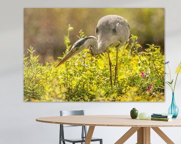 Blauwe reiger in het groen van Tanja van Beuningen