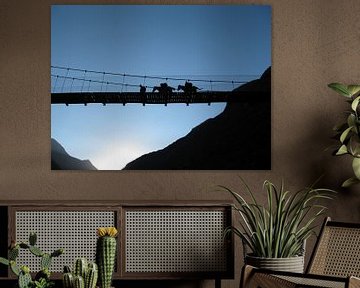 Donkeys on a bridge in Peru by Bart Muller