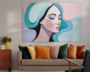 Gezicht vrouw in pastelkleuren van Art & Soul Creations