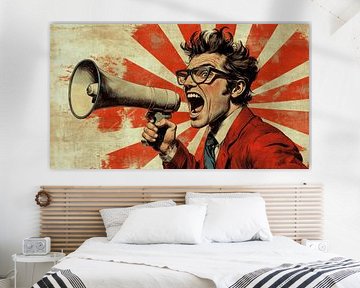 Mann mit Megaphon