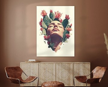Vrouw in cactusbloemen van Franka Poulain