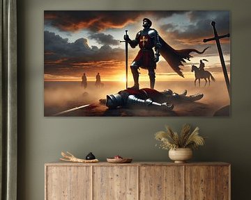 Zonsondergang - Zegevierende ridder van Pixelbull Design
