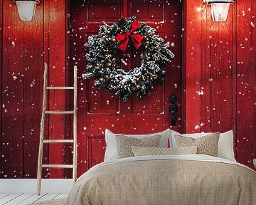 Red Christmas door by haroulita