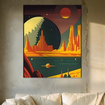 Affiche publicitaire pour vivre sur une autre planète