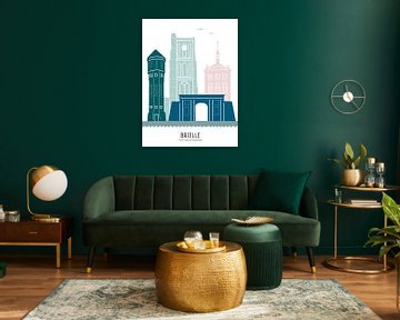 Skyline illustration Brielle in colour by Mevrouw Emmer