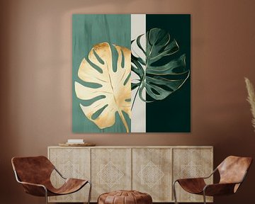 Bladmotief goudgroen van Poster Art Shop