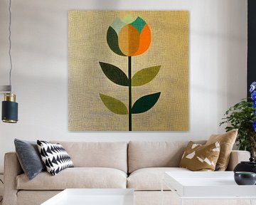 Abstracte bloem in warme tinten van Lauri Creates