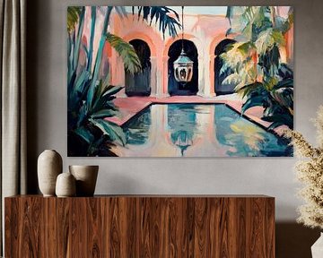 Cour intérieure tropicale sur Poster Art Shop