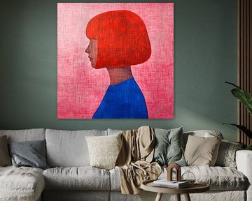 Abstract silhouet van een vrouw in kleur op een canvas achtergrond van Lauri Creates