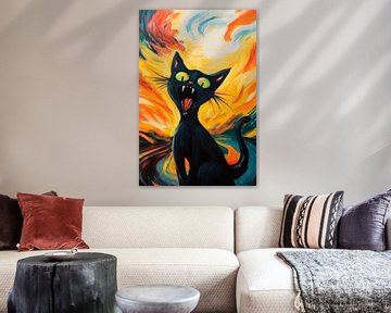 Gillende kat van Poster Art Shop