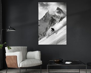 Skiërs in de sneeuw van Poster Art Shop