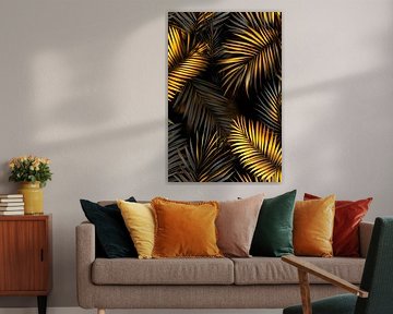 Golden palm leaves by Poster Art Shop