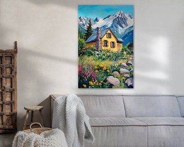 Idylle de montagne avec maison sur Poster Art Shop