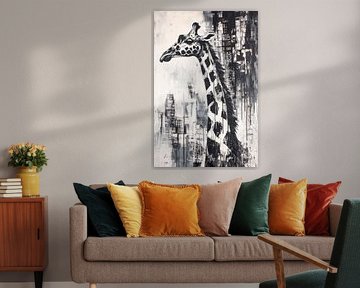 Giraffe in de stad van Poster Art Shop