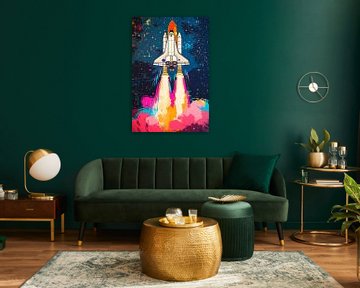 Raket lancering in de ruimte van Poster Art Shop