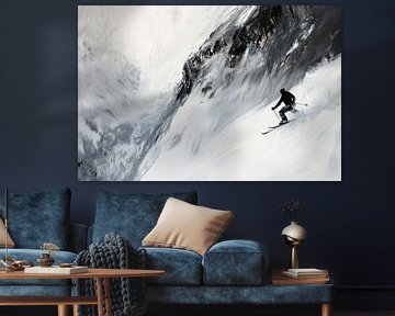 Skiërs in de sneeuw van Poster Art Shop