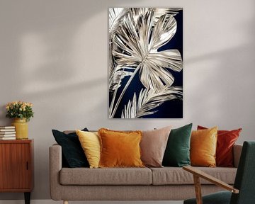 Zilveren palmbladeren van Poster Art Shop