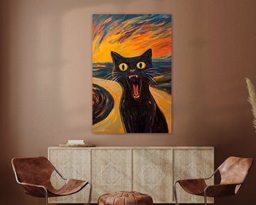 Gillende kat van Poster Art Shop