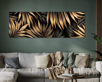 Tropical leaves gold by Poster Art Shop