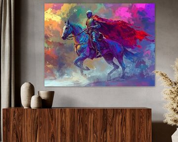 Ridder te paard - kleurrijk fantasiemotief van Pixelbull Design