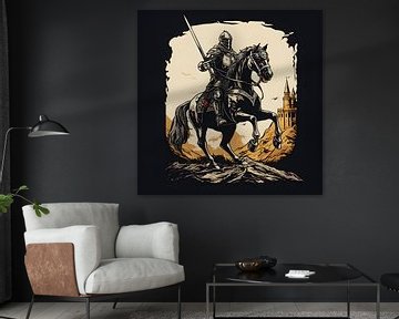 Middeleeuwse ridder te paard van Pixelbull Design