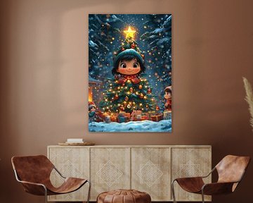 Christmas tree and little boy