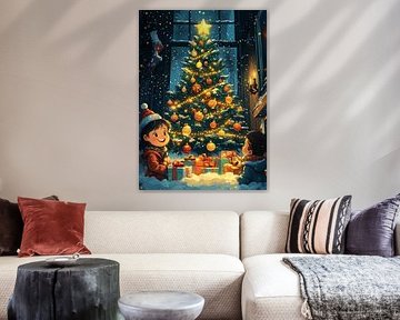 Christmas tree and little boy