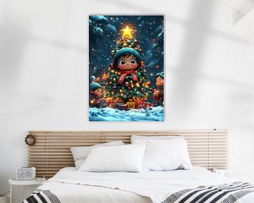 Christmas tree and little boy