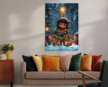 Christmas tree and little boy