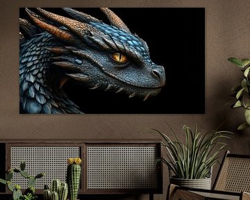 Blauwe draak portret panorama van TheXclusive Art