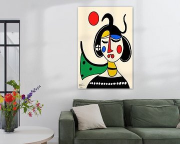 Vrouw met sjaal abstract modern kleurrijk schilderij van MAVE