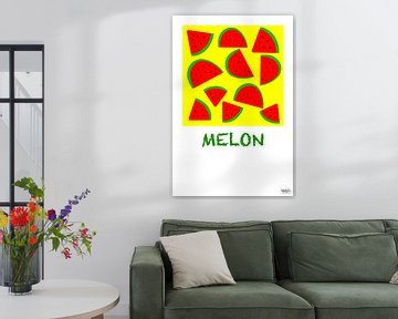 MELOEN Illustratie en tekst in frisse kleur. van MAVE