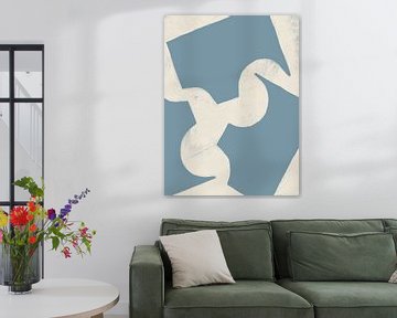 Abstracte vormen in wit en blauw. van Dina Dankers