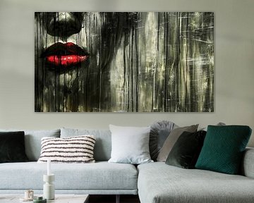 Vrouw met rode lippen van Frank Heinz
