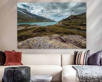 Uitzicht op het Lago Bianco bij de Bernina Pass in Zwitzerland van Steven Van Aerschot