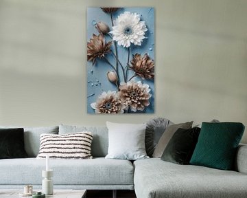 flowers on blue