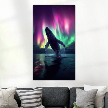 Walvis onder de aurora staand panorama van TheXclusive Art