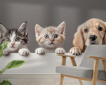 Peeping cats and a dog by TheXclusive Art