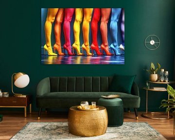Gekleurde panty's en hoge hakken van Frank Heinz