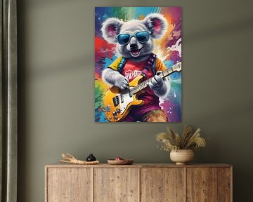 Koala speelt gitaar, rockgraffiti van Makar Mokrynskyi