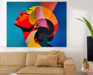 Abstract en kleurrijk portret van een vrouw