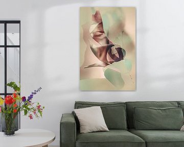 Abstracte collage in pasteltinten van Ingrid Bertens