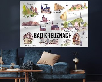 Bad Kreuznach Deutschland Illustrationen mit Reiseplänen, Highlights und Erinnerungen