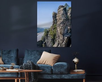 View of the Bastei Skywalk and the Elbe - Saxon Switzerland (Elbe Sandstone Mountains) by t.ART