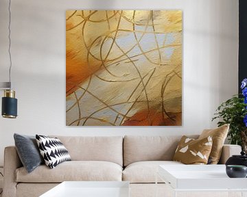 Abstract: Kleurrijk goud -3 van Studio Pieternel