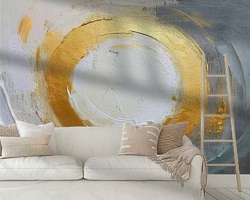 Zusammenfassung: Goldener Kreis auf Beton -1