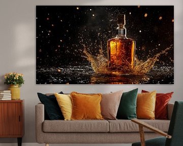 Whiskey fles splash panorama van TheXclusive Art