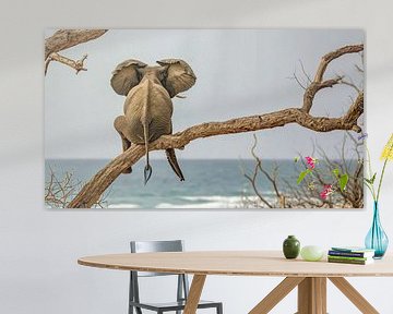 Ein Elefant genießt den Meerblick von Klaus Tesching - Art-AI