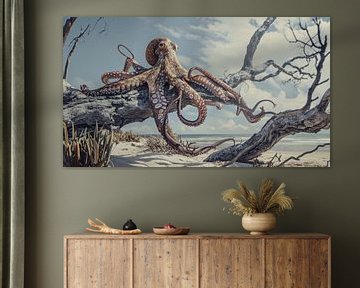 Octopus verovert de kust van Klaus Tesching - Art-AI